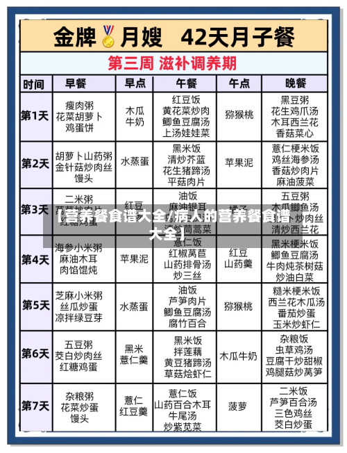 【营养餐食谱大全/病人的营养餐食谱大全】