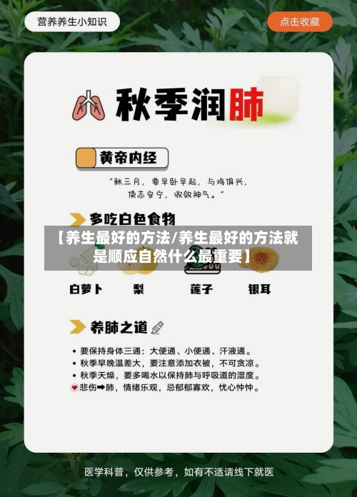 【养生最好的方法/养生最好的方法就是顺应自然什么最重要】