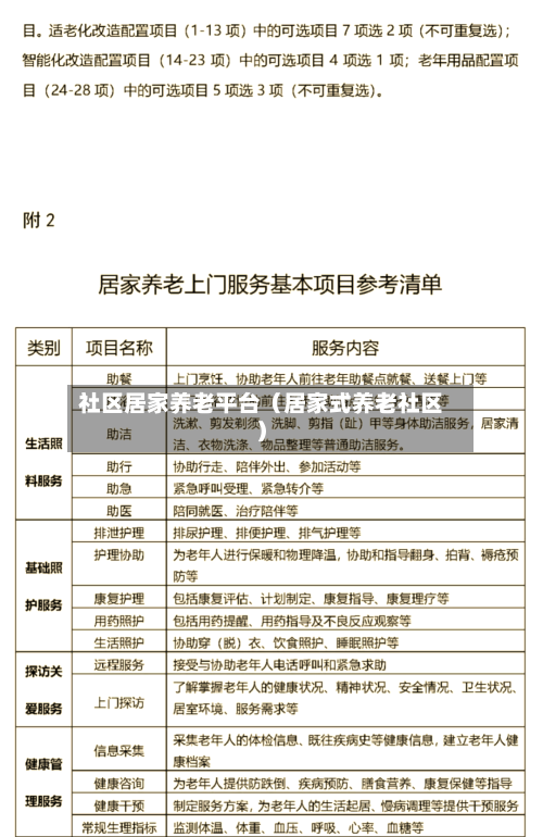 社区居家养老平台（居家式养老社区）