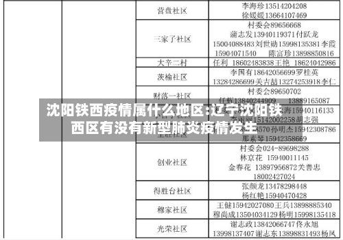 沈阳铁西疫情属什么地区:辽宁沈阳铁西区有没有新型肺炎疫情发生