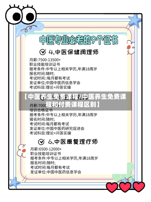 【中医养生免费课程/中医养生免费课程和付费课程区别】