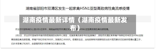 湖南疫情最新详情（湖南疫情最新发布）-第1张图片