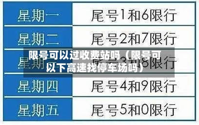 限号可以过收费站吗(限号可以下高速找停车场吗)-第1张图片