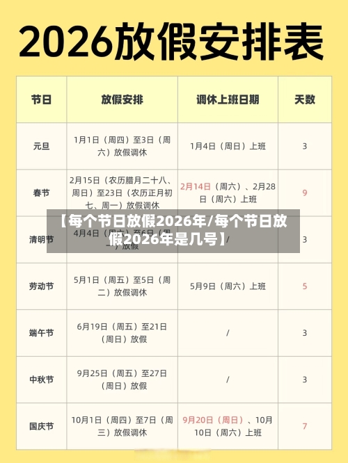 【每个节日放假2026年/每个节日放假2026年是几号】-第1张图片