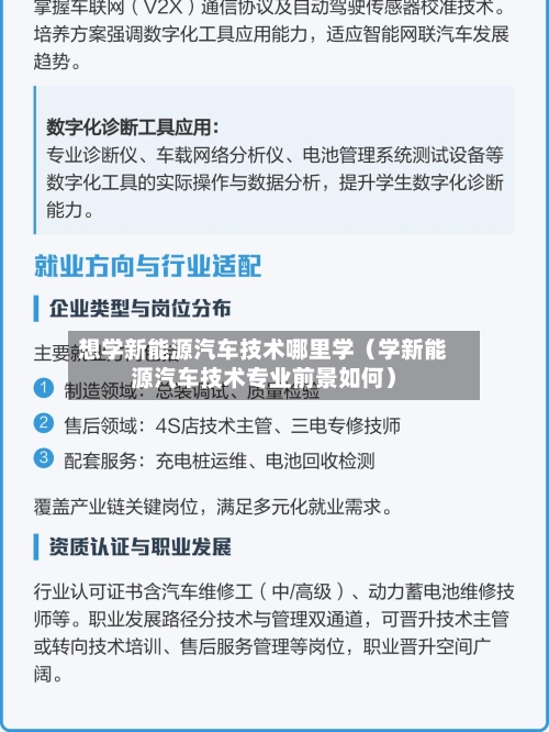 想学新能源汽车技术哪里学（学新能源汽车技术专业前景如何）-第1张图片