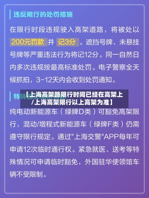【上海高架路限行时间已经在高架上/上海高架限行以上高架为准】-第1张图片