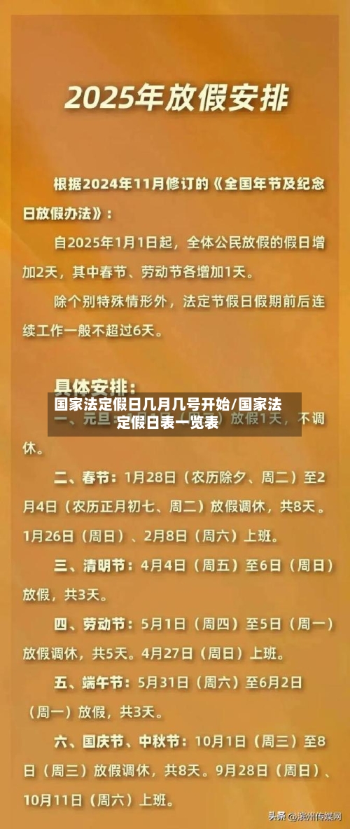 国家法定假日几月几号开始/国家法定假日表一览表-第1张图片